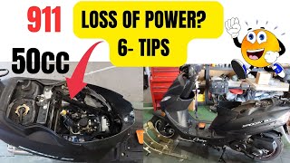 LOSS OF POWER BOGGING DOWN 50cc SCOOTER TIPS [upl. by Hourigan365]