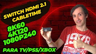 SWITCH HDMI 21 CABLETIME 8K 4K120Hz VRR DOLBY VISION PARA TVPS5XBOX Y CONECTAR VARIAS PANTALLAS [upl. by Eninaj]