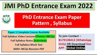 Jamia Millia Islamia PhD Admission 2022  PhD Entrance Exam Syllabys Paper Pattern  JMI PhD Exam [upl. by Eamon803]