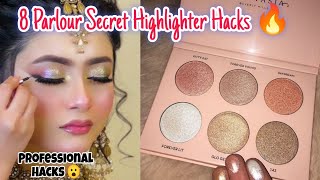 8 Different ways to apply highlighter Parlor Secret Highlighter🥰beautyhacks  Highlighter Hacks [upl. by Reifinnej]