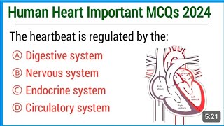 Human heart Mcq 2024 Human heart Important MCQ Top 20 heart mcqs [upl. by Auqeenahs]