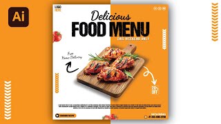 How to Make Social Media Food Banner  Adobe Illustrator [upl. by Soni]