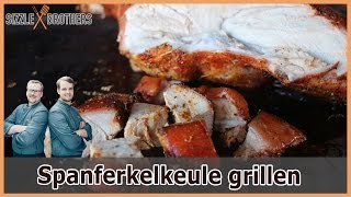 Spanferkel Keule vom Gasgrill  Wie grille ich eine Spanferkelkeule [upl. by Dominus]