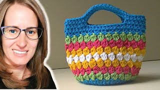 Crochet cluster stitch bag tutorial crochetclusterstitch crochetbagtutorial [upl. by Yntrok]