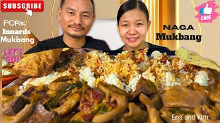 Pork innards Mukbang  Fresh boiled vegetables  Northeast Naga Mukbang  Naga couple Mukbang [upl. by Andros]