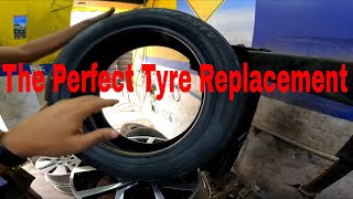 The Perfect Way To Change One Damaged Car Tyre cartyre tyrereplacement [upl. by Yessej]