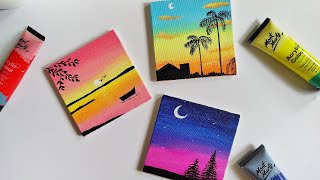 3 Paintings for beginners  3 mini canvas paintings part 5  aesthetic paintings [upl. by Felder]