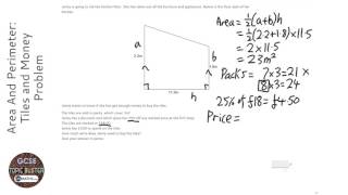 Area And Perimeter Tiles and Money Problem Grade 4  OnMaths GCSE Maths Revision [upl. by Sanferd]