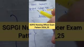 SGPGI Nursing Officer Expected CutOff 2024  SGPGI Nursing Officer Exam Pattern [upl. by Barker]