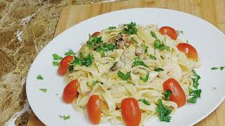 How to make a creamy Tagliatelle family week night Dinner  quick and easy food howto howto [upl. by Nicholas]