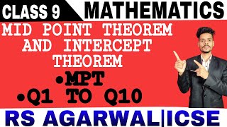 Class 9 mathschapter 9mid point theorem and intercept theorem converse of mptq1 to q10 [upl. by Naired]