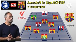 Today Match  Alaves vs Barcelona Line Up 4213 With Pablo Torre Jornada 9 La Liga 20242025 [upl. by Kroo180]