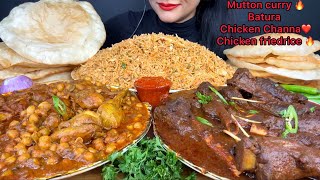 ASMR EATING MUTTON CURRYPURICHICKEN CHANNA MASALACHICKEN FRIEDRICE [upl. by Tim]