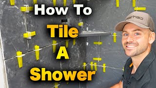 How To Tile A Shower  Start To Finish Walls [upl. by Ronda882]