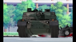 LANDING A TYPE 10 Main Battle Tank from a Plane Girls und Panzer Season 1 [upl. by Enelhtak]