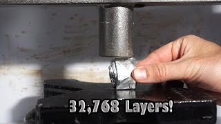 Folding Aluminum Foil with Hydraulic Press 32768 Layers [upl. by Naval]