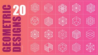 Geometric Patterns Drawing Easy  Geometric designs in Illustrator  Hexagon Patterns koshdigital [upl. by Selmner]