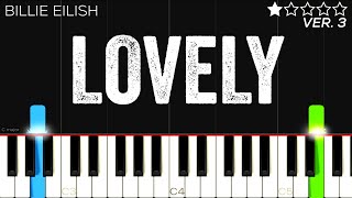 Billie Eilish  Lovely  EASY Piano Tutorial [upl. by Halilahk]