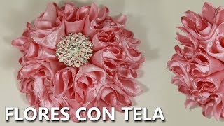 🌸🌸 LINDA FLOR HECHA CON TELA SATÍN EN 5 MINUTOS ¿PODRÁS HACERLA [upl. by Annekam]