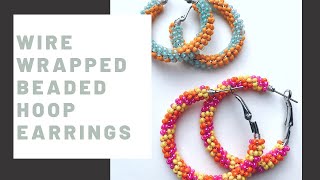 SUPER EASY Wire Wrapped Hoop Earrings  Beginners Beading Tutorial [upl. by Maddocks47]