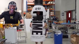 KSI Reacts To Giant PRIME Mascot Suit [upl. by Ahsuoj]