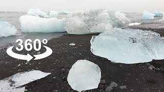 Icebergs on the beach VR 360 video [upl. by Secundas]