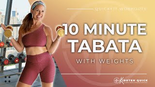 10 Minute FULL BODY TABATA Workout At Home  ONE DUMBBELL  Low Impact  Balance Training [upl. by Lihp]