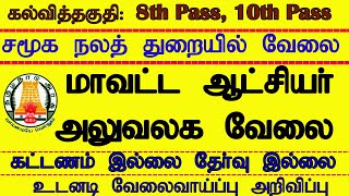 TN Social Welfare Office Recruitment 2024  Collector office Recruitment 2024 in tamilnadu [upl. by Eet424]