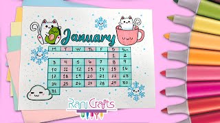 DIY  JANUARY CALENDAR  Bullet journal decoration organization ideas [upl. by Hackney748]