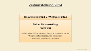 Zeitumstellung 2024  Sommerzeit 2024  Winterzeit 2024 [upl. by Lemmuela]