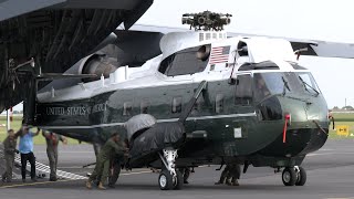 Military aircraft land in support of President Bidens trip on Marine One in France 🇺🇸 🇫🇷 [upl. by Russon571]