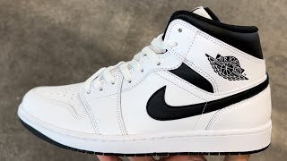 Air Jordan 1 Mid White Black Shoes [upl. by Afesoj]