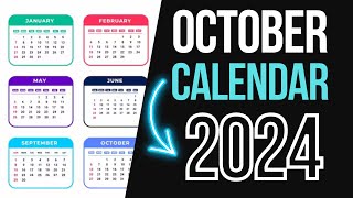 ➥ OCTOBER CALENDAR 2024  DATE MONTH OCTOBER 2024 [upl. by Aleekat]