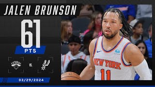 JALEN BRUNSON MAKES KNICKS HISTORY 🔥 New CAREER HIGH 61 PTS in LOSS to Wemby amp Spurs  NBA on ESPN [upl. by Tnarud]