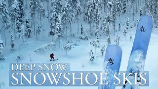 Snowshoe Ski Tour in Deep Snow  OAC Skinbased WAP 129 Short Wide Trekking Skis [upl. by Ramirol]