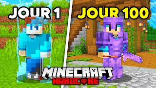 Jai survécu 100 jours dans une BORDURE 1x1 qui sagrandit sur Minecraft Hardcore [upl. by Juetta460]