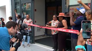 Trader Joes holds grand opening ceremony for 1st store in Harlem [upl. by Oiril392]