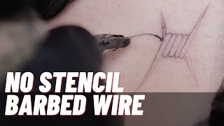 Barbed wire tattoo  NO STENCIL  FREE MACHINE [upl. by Akimihs]