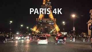 Paris 4K  Night Drive [upl. by Htezzil]