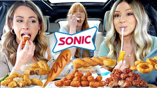 Trying NEW Sonic BBQ Chip Seasoned Tots  Eating ALL the Sides at Sonic [upl. by Irrehc]