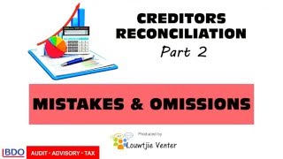 CREDITORS RECONCILIATION STATEMENT 2  Mistakes amp Omissions [upl. by Neros192]