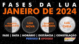 Fases da Lua em janeiro de 2024 [upl. by Malissia497]