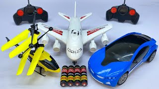 New RemoteControl RC Flying Helicopter with Rechargeable Light Car and Airplane Unboxing amp Testing😍 [upl. by Sommer]