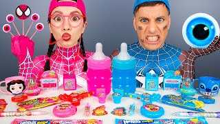 ASMR MUKBANG 홈메이드 갤럭시 허니 젤리 레드 디저트 아이스크림 먹방 amp 레시피 DESSERT Spiderman Jelly Candy by HUBABANG [upl. by Mathilda]