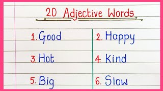 20 Adjective words in English  Important Adjectives in English  Adjectives in English Grammar [upl. by Uok965]