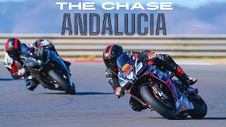 Andalucia Onboard Laps  Aprilia RSV4 RF 2015 chasing a Suzuki GSXR 1000 2018  2 min 7  Fast Group [upl. by Tristis]