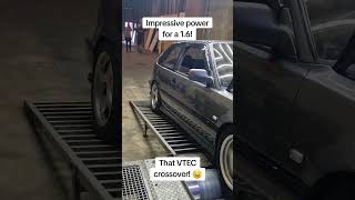 B16 EF Honda Civic Dyno Run crazy VTEC crossover vtec civic dyno power honda [upl. by Donahue]