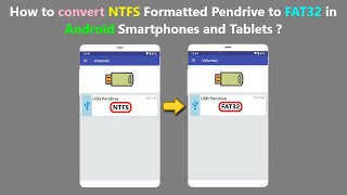 How to convert NTFS Formatted Pendrive to FAT32 in Android Smartphones and Tablets [upl. by Erich]