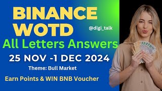 Binance WOTD Answers Today  Binance All Letters WOTD  Bull Market WOTD [upl. by Niwroc244]