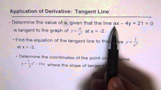 Q01 Application of Derivatives Equation of Tangent Lines and Point of Tangency [upl. by Darrill]